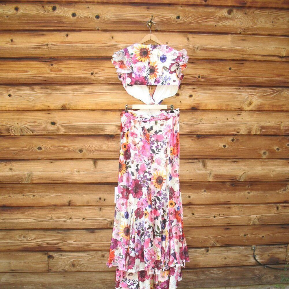 Mac Duggal 68107 Womens Floral Cut-Out Ruffle Sleeve Dress Gown - Picture 11 of 16